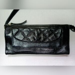Talbots Black Patent Leather Clutch/Wristlet EUC